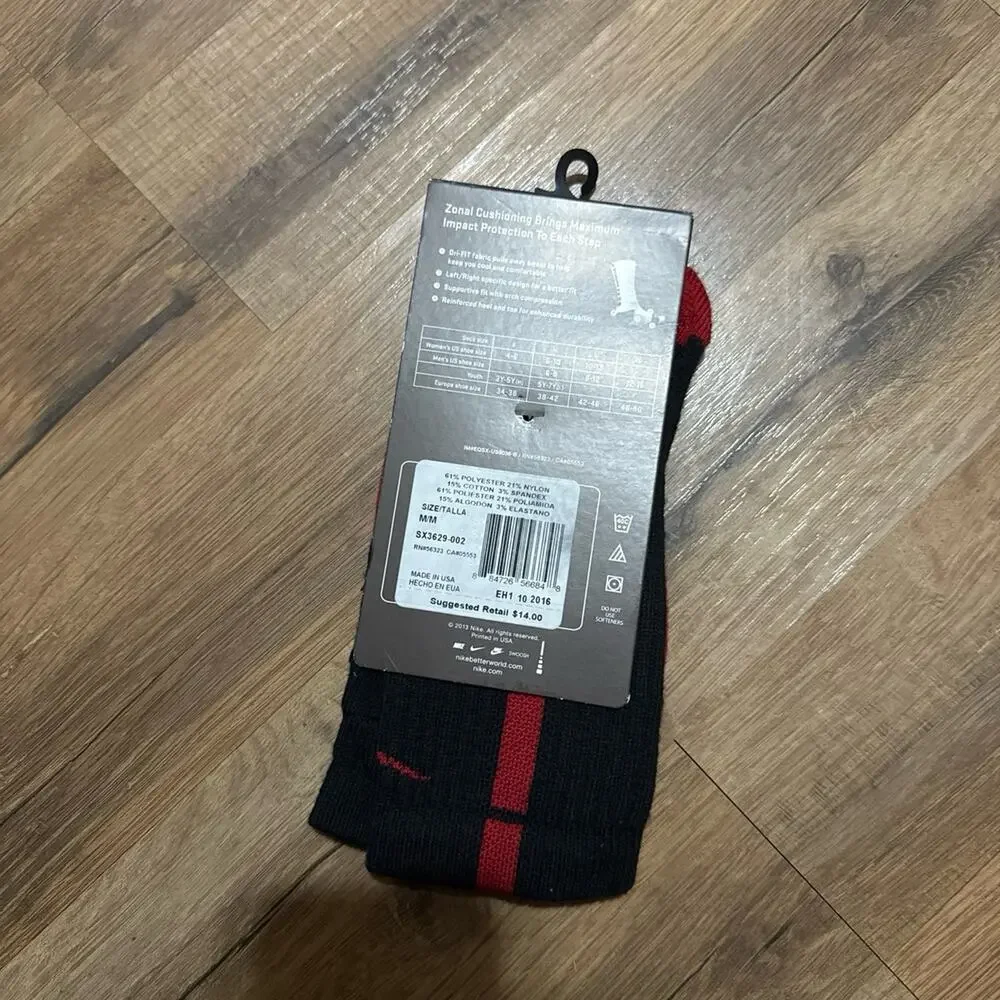 2013 Nike Elite Cushioned Basketball Dri-Fit Red Black Vintage Crew Socks